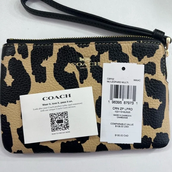 Coach Leopard Print Zip Wristlet Wallet - NWT - Picture 4 of 4